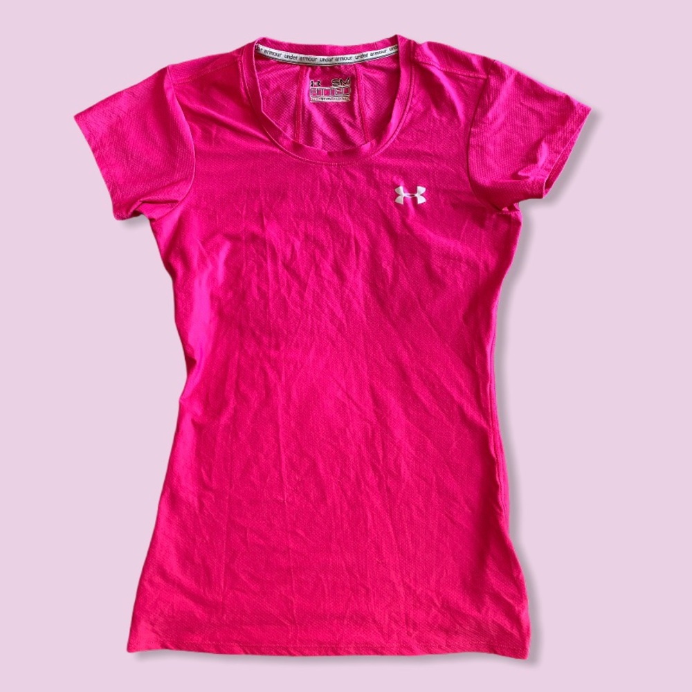 UNDERARMOUR | COMPRESSION DRIFIT V-NECK PINK WORKOUT TOP